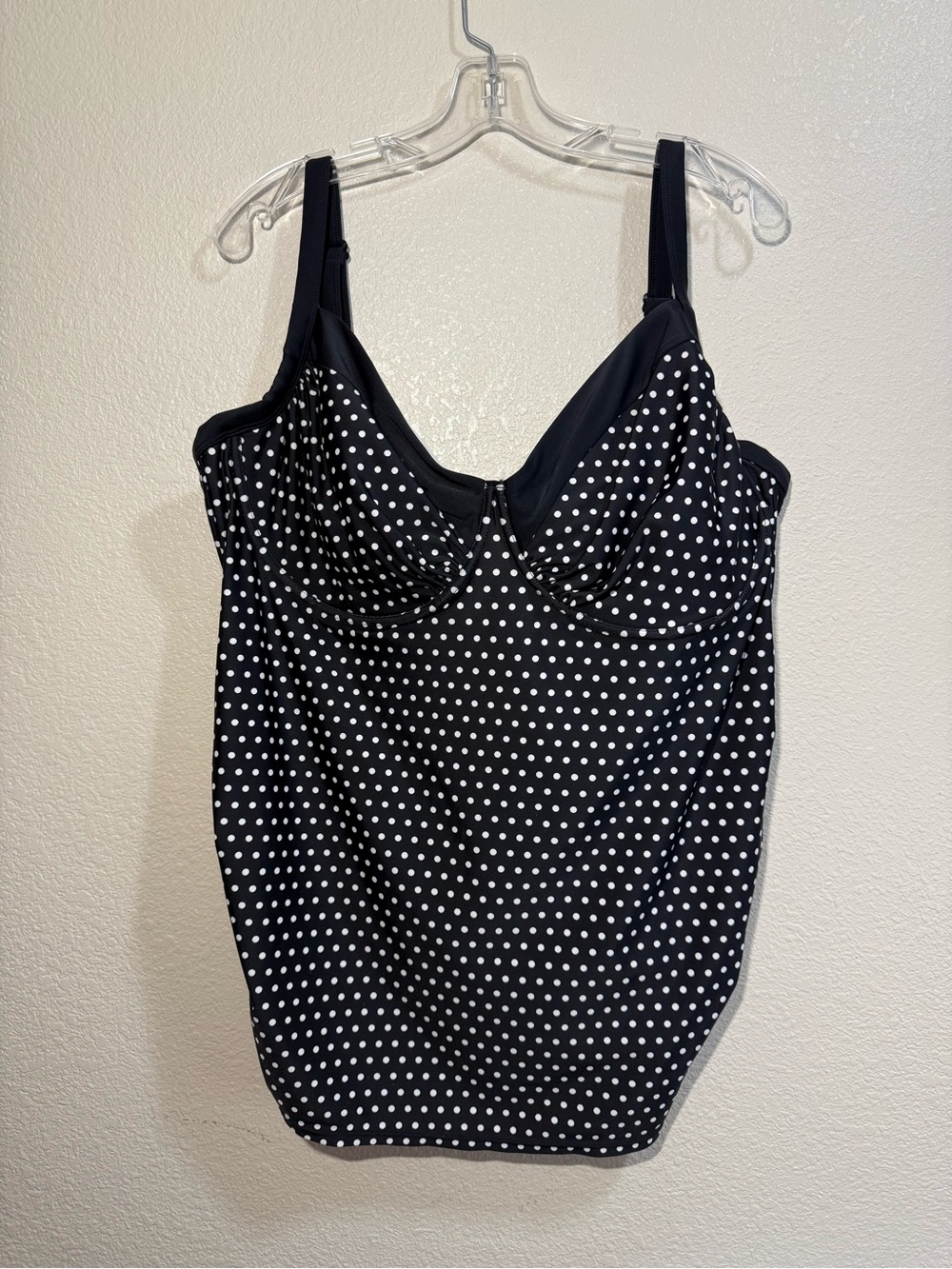 Pure Energy - Black and White Polka Dot Tankini Top - Size 26W